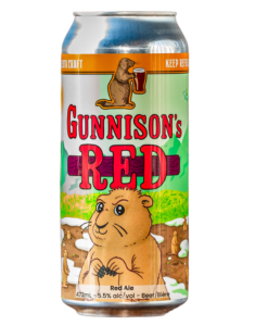 Prairie Dog Brewing Gunnison's Red Ale in a 473mL can with a label.