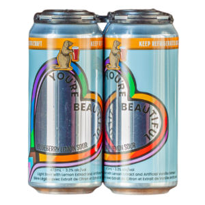 A 4-pack of tall-boy cans of Prairie Dog Brewing's You're Beautiful Blueberry Lemon Sour with Vanilla.