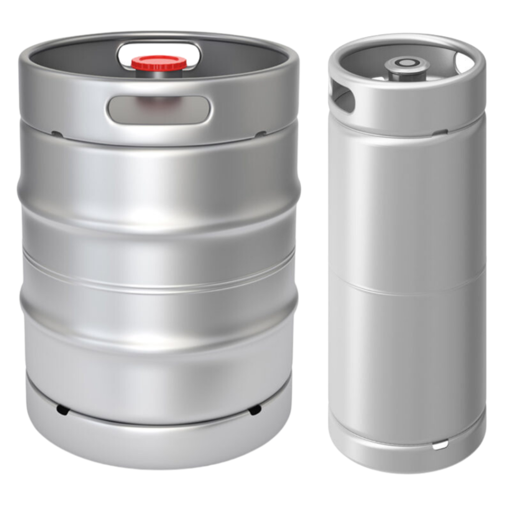 An example of different beer keg formats supported by Prairie Dog Brewing.