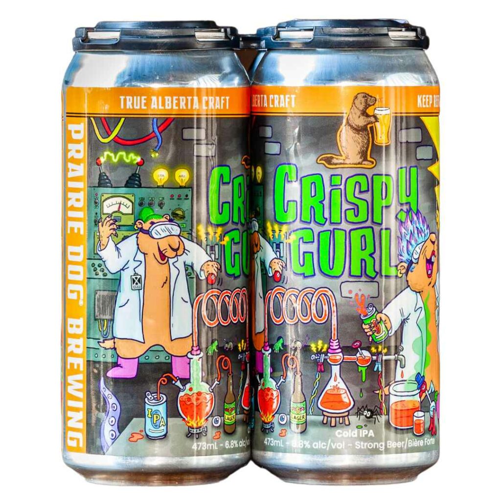 A 4-pack of Prairie Dog Brewing's Crispy Gurl Cold IPA in 473mL Cans