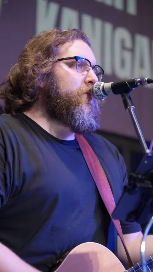 Calgary musician Grant Kanigan sings on the Prairie Dog Brewing stage.