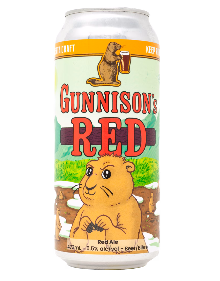 Prairie Dog Brewing Gunnison's Red Ale in a 473mL can with a label.