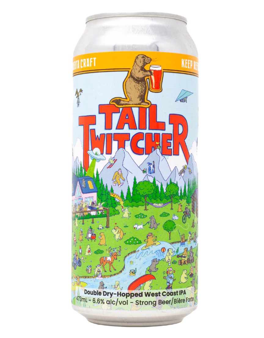 Prairie Dog Brewing's Tail Twitcher west-coast-style IPA in a beer glass.