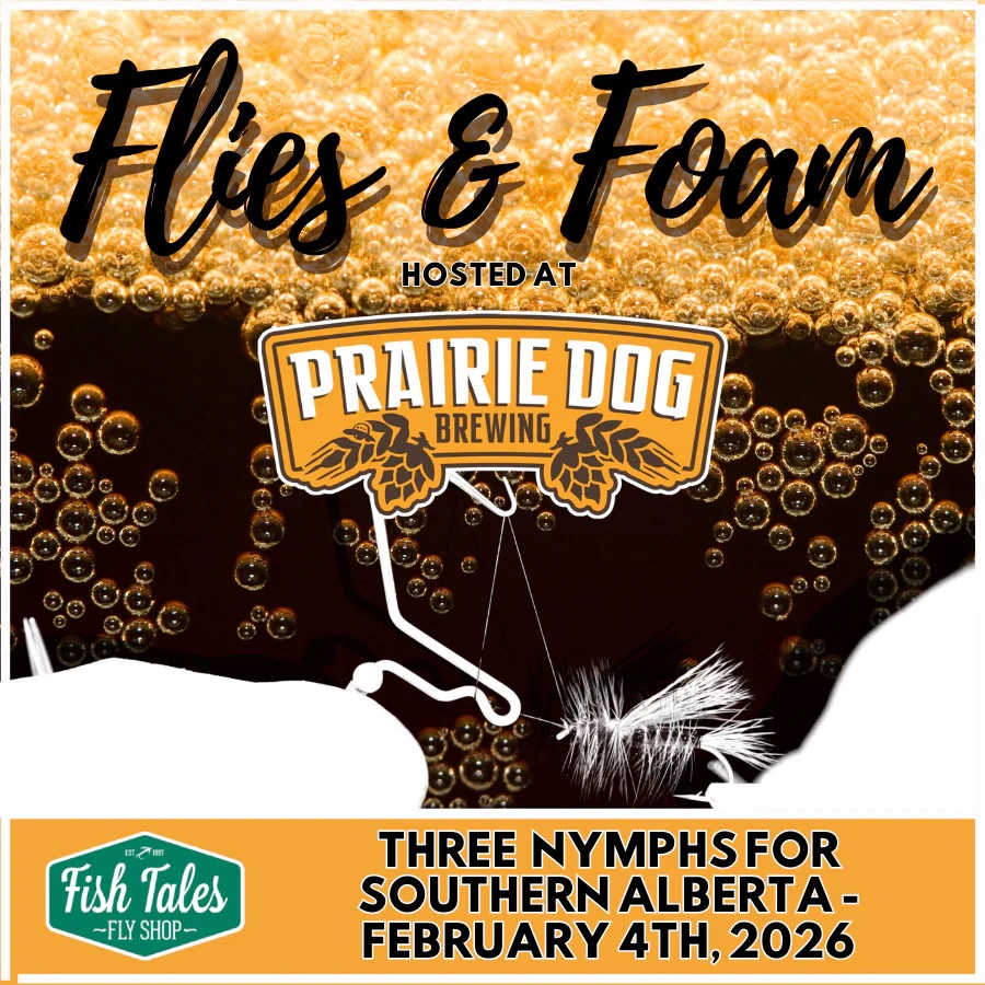 Flies & Foam - Fly tying poster with fish tales fly shop