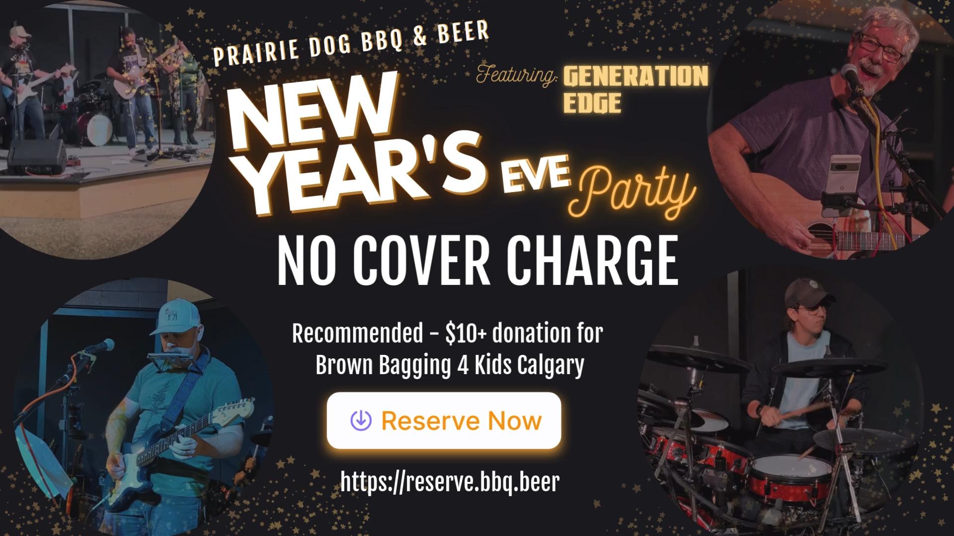 New Years Eve at Prairie Dog Brewing Poster with pictures from Generation Edge and information about the evening.